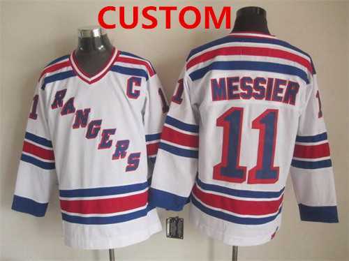 Men%27s New York Rangers Custom 1993 White Throwback CCM Jersey->customized nba jersey->Custom Jersey